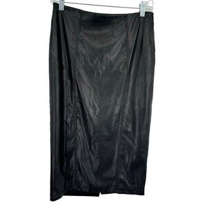 New York & Company Women's Faux Leather Pencil Skirt Black Stretch Size Medium